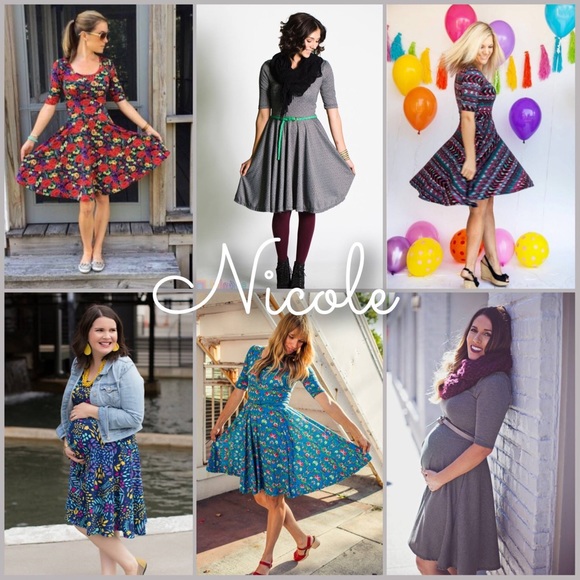 NWT LuLaRoe Nicole Dress midi full circle skirt scoop neck fitted bodice XS & L - Picture 13 of 15